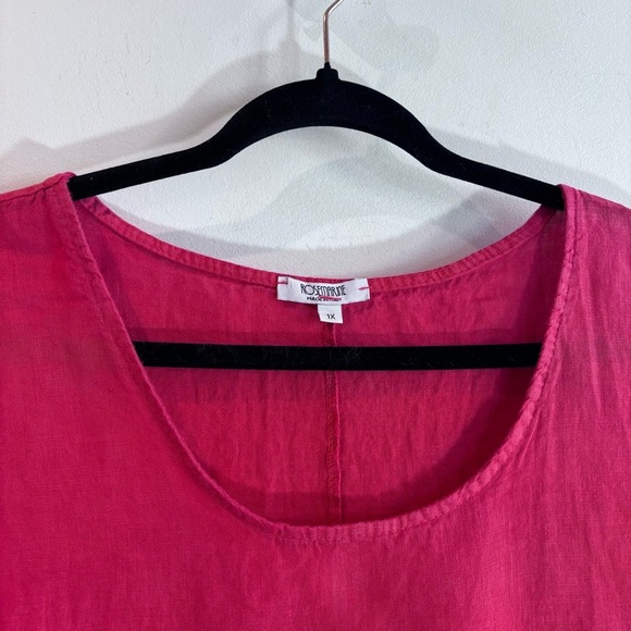 ROSEMARINE Sz 1X Dress 100% Linen Round Neck Sheath pockets Eyelet Hem Unlined - Picture 3 of 11